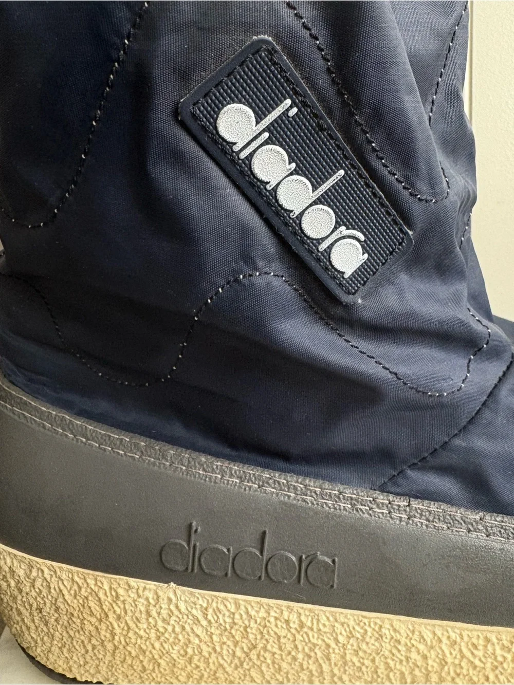 Vintage Diadora Quilted Lined Snow/Moon Boots Mens 12.5 Navy Blue VTG 80s Italy